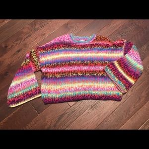 Altar’d State Multicolor Boxy Crop Sweater. Medium